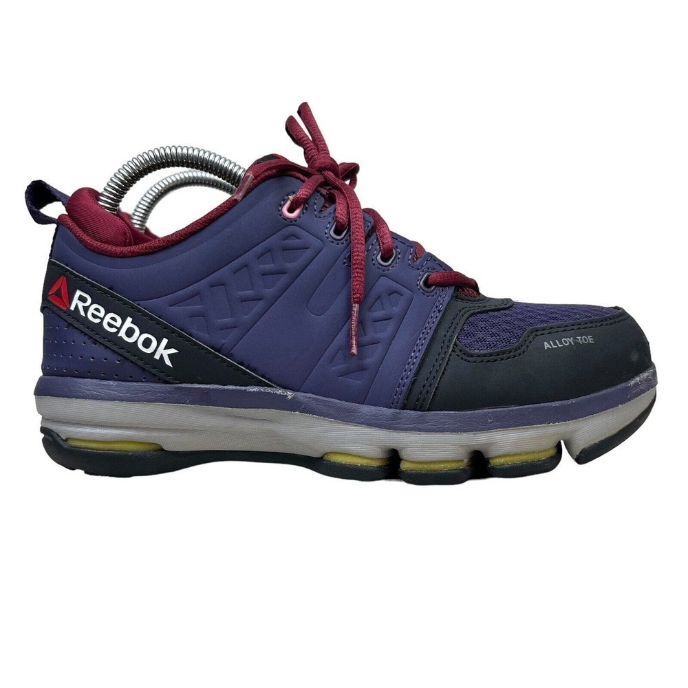 Reebok DMX Flex Work Shoe Alloy Toe Cushioned Insoles Purple Leather Women 8M